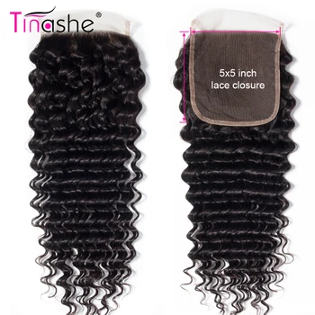 Волосы Tinashe Бразильская Глубокая Волна 5x5 HD Прозрачная Кружевная Застежка Свободная Средняя Часть Натуральный Цвет Человеческих Волос 5x5 HD Кружевная Застежка