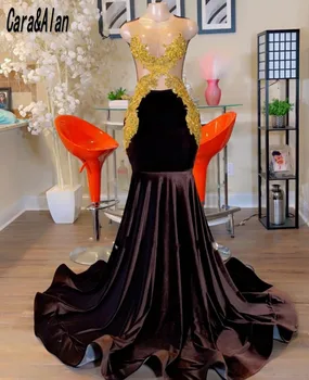 Выпускное платье Cara & Alan Mermaid 2023 с аппликацией из бисера, выпускное платье для вечеринок, Длинные черные вечерние платья для девочек, халат для бала