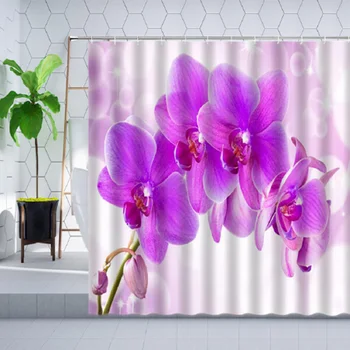 Высококачественная занавеска для душа с орхидеями, акварельными цветами, экзотическим принтом, водонепроницаемые занавески для ванны, декор ванной комнаты с крючками