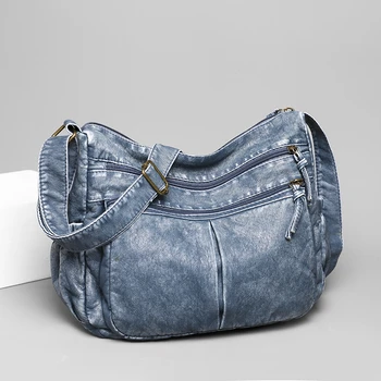 Высококачественная сумка через плечо из выстиранной кожи для женщин 2023, винтажные женские сумки, Роскошный тренд, женская сумка-мессенджер