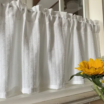 Высококачественные белые шторы Скандинавская простая и непроницаемая белая газовая занавеска короткая занавеска на окно гостиной