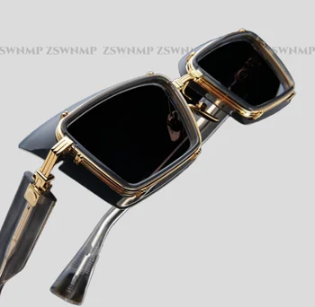 Высококачественные Прямоугольные солнцезащитные очки в золотой металлической оправе с ацетатной отделкой Для женщин и мужчин, роскошные градиентные линзы, Модные солнцезащитные очки Унисекс