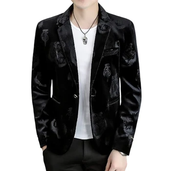 Высококачественный мужской блейзер, утолщенный, деловой, повседневный, элегантный, модный, высокого класса, простой, джентльменский, приталенный, формальный пиджак