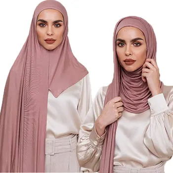 Высококачественный хлопковый трикотажный шарф-хиджаб, Женские модальные шали, Шарф с одной петлей, мусульманский женский хиджаб, Исламский платок, Бандана