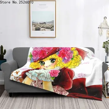 Вязаное одеяло Candy Candy Аниме из кораллового флиса и плюша Kawaii Cute Girl Candice, мягкие одеяла для кровати, стеганое одеяло для спальни