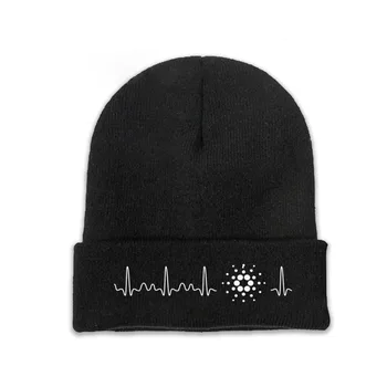 Вязаные тюбетейки Ada Coin Heartbeat, капор Cryptocurrency Cardano, уличная зимняя теплая шапочка, кепки унисекс, эластичные шапки для взрослых.