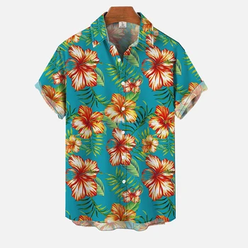 Гавайские пираты Летний Приморский городской курорт Мужская рубашка с 3D принтом и коротким рукавом, крутая новая модная мужская рубашка с решетчатым верхом на пуговицах