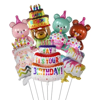 Гелиевые шары из фольги с большим медведем для торта на День рождения, украшение для первого детского душа, Anniversaire Air Globos, Детские игрушки и принадлежности