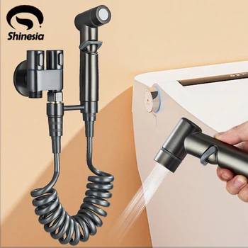 Гигиенический душ Shinesia для ванной комнаты, туалет, биде, насадка для душа, двойной выпускной клапан аксессуаров для ванной комнаты, набор для биде