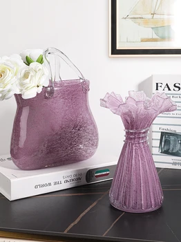 Глазурованная сумка-сумочка, цветочная стеклянная ваза для цветов, предметы интерьера для дома
