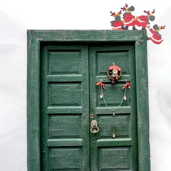 Дверная Рама Орнамент Санта-Клаус/Северный Олень/Ангел Девушка Яркий Цвет Прочные Ремесла Подарки Макет Сцены Деревянное Рождество Слева Справа Сделать