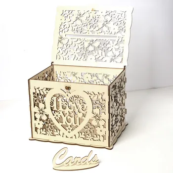 Деревянная коробка для свадебных открыток с замком DIY Money Деревянные Подарочные коробки для вечеринки по случаю Дня рождения Love Свадебные Аксессуары