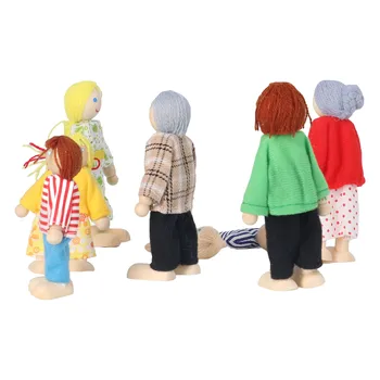 Деревянный кукольный домик Люди для детей Подвижный Развивай воображение Кукольный дом Куклы Семья для взаимодействия