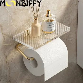 Держатель для туалетной бумаги, акриловая панель + материал из алюминиевого сплава, специальная благородная водонепроницаемость и защита от окисления Европейской королевской семьи