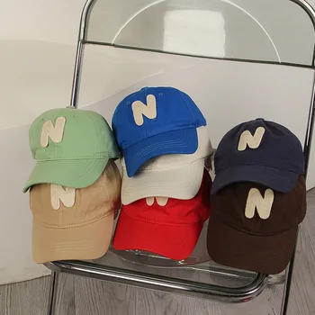 Детская бейсбольная кепка ярких цветов с корейской буквой N, солнцезащитная кепка для детей, кепки в стиле хип-хоп для девочек и мальчиков, бейсболки Snapback