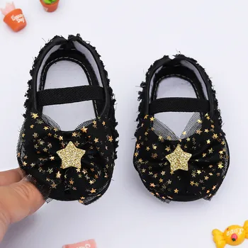 Детская Обувь для девочек-ходунков, мягкая обувь для малышей, обувь для ходунков для малышей, обувь для новорожденных принцесс с эластичной лентой