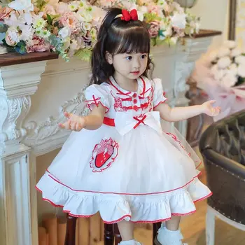 Детское платье для девочек Детское платье в стиле Лолиты на день рождения Детское белое свадебное платье принцессы Vestidos Летний костюм для девочек Платья