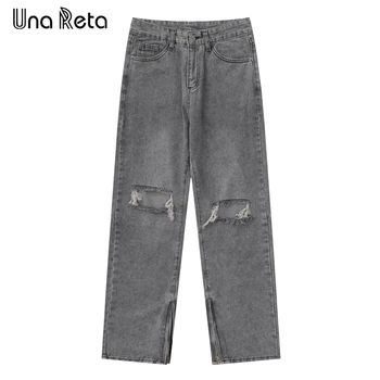 Джинсы Una Reta, весна-осень, новая повседневная мужская одежда, уличная одежда, джинсовые брюки с дырками в стиле хип-хоп, брюки Harajuku, джинсы для мужчин