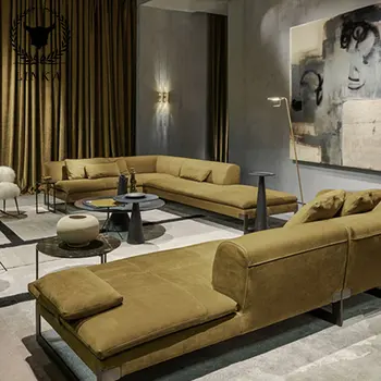 Диван-кресло в итальянском стиле светлая роскошная домашняя гостиная из нержавеющей стали, кожаная клетчатая ткань, диван высокого класса на заказ