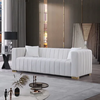 Диван Честерфилд 3 Местный Современный диван Channel С бархатной обивкой Диван для гостиной в современном стиле