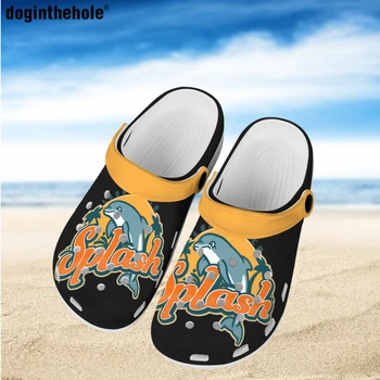 Дизайн с принтом California State Long Beach, Женская обувь с дырками, Летние Новые Уличные пляжные тапочки, болотные сандалии, Мужские садовые сабо
