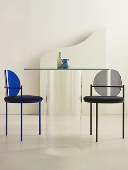 Дизайнерский железный акриловый стул для гостиной, Современная минималистичная мебель, Прозрачная спинка