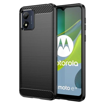 Для Motorola Moto E13 Чехол для Motorola Moto E13 Чехол-накладка Противоударный бампер из углеродного волокна, мягкий силикон, тонкая задняя крышка телефона