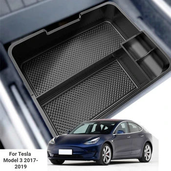 Для автоаксессуаров Tesla Model 3 Ящик для хранения центрального подлокотника автомобиля Черный Автоконтейнер Чехол-органайзер для перчаток 2017 2018 2019