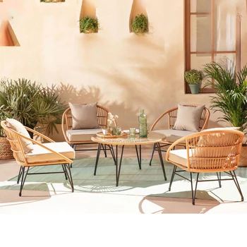 Для отдыха на природе плетеный из ротанга ленивый маленький диван-столик, креативный сад, водонепроницаемый солнцезащитный крем, дизайнерская мебель для дивана