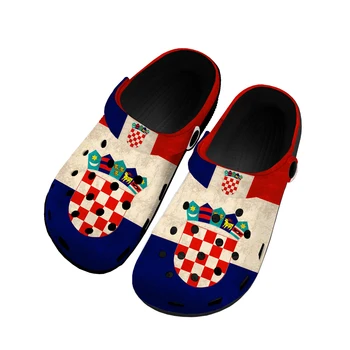 Домашние сабо с хорватским флагом, Водонепроницаемая обувь на заказ, Мужская Женская Подростковая Обувь Хорватии, Садовые сабо, Дышащие пляжные тапочки с дырочками
