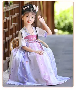Древнекитайский Традиционный Комплект платьев принцессы Hanfu для девочек с вышивкой для детской вечеринки, одежда для косплея, платье для народных танцев, костюм Феи