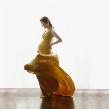 Желтое трикотажное свадебное платье для беременных, сексуальное платье для беременных со шлейфом, новое модное платье для беременных для фотосессий
