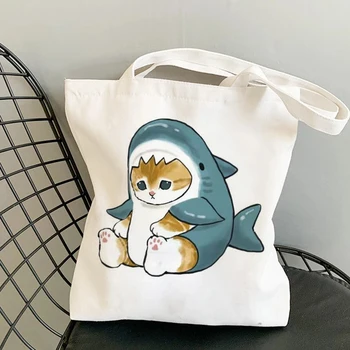 Женская сумка для покупок Kawaii С Животным Принтом Kawaii Bag Harajuku Для Покупок, Холщовая Сумка Для Покупок, Женская сумка-Тоут на плечо, Женская сумка