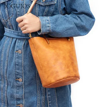 женская сумка через плечо из кожи растительного дубления в стиле ретро, сумка большой емкости, многофункциональная портативная женская кожаная сумка через плечо