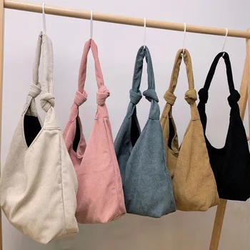 Женские вельветовые сумки Hylhexyr 2021, сумки через плечо для отдыха, простая повседневная сумка-тоут с магнитной пряжкой для студентов