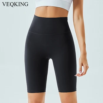 Женские шорты для тренировок с высокой талией, бесшовные быстросохнущие шорты для йоги, Суперэластичные спортивные шорты, байкерские шорты для фитнеса.
