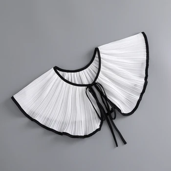 Женский съемный ложный воротник, орган, Плиссированная Черная отделка, Белая шаль, Элегантный дизайн, накидка на шнуровке, Плечи M6CD