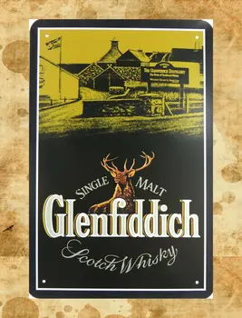 Жестяная вывеска Glenfiddich Scotch с металлическим плакатом