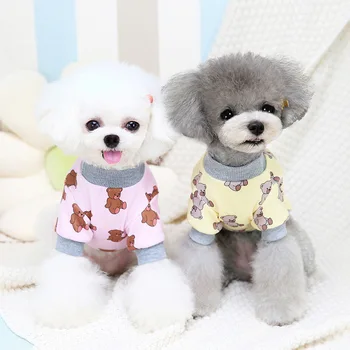Жилет для домашних животных с мультяшным медведем, весенне-осенняя новая одежда для собак, плюшевая двуногая одежда, модный пуловер для щенков
