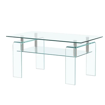 Журнальный столик из прозрачного прямоугольного стекла, журнальный столик из закаленного стекла, центральный столик для гостиной [US-W]