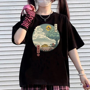 Забавная футболка с героями мультфильмов, Милая футболка с аниме Totoro Studio Ghibli Harajuku Kawaii, Футболка для мужчин, Ульзанг Миядзаки Хаяо, Футболка для женщин