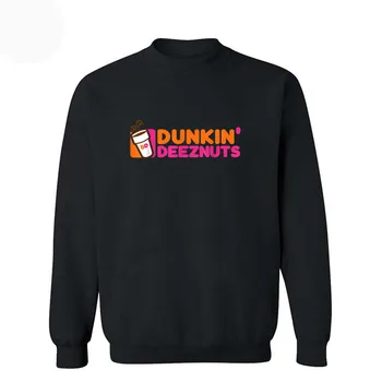 Забавные толстовки Dunkin 'Deez Nuts, мужские теплые флисовые толстовки, Черные спортивные костюмы, пуловеры оверсайз, топы