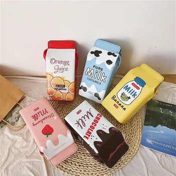 Забавный креативный молочный шоколад клубника сумка PU кожаный через плечо сумочка сумка мультфильм, сумка для женщин подарок