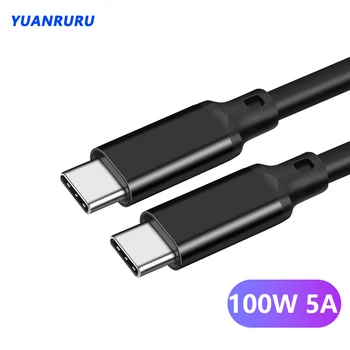 Зарядный кабель 100 Вт 5A Type C, кабель для передачи данных от мужчины к мужчине, USB 3.2 с двумя головками для Huawei Xiaomi, удлинитель для зарядки Android