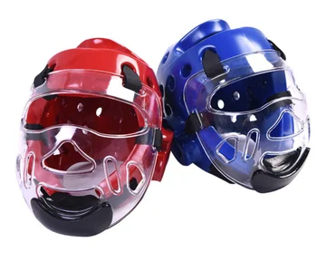 Защита лица для каратэ-бокса, шлем для защиты головы, съемная защита лица для тхэквондо, прозрачная защитная маска