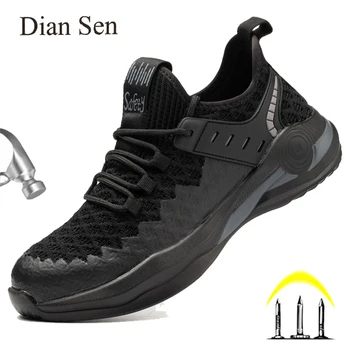 Защитная обувь Diansen, мужские легкие дышащие кроссовки, Рабочая обувь со стальным носком, Спортивные комфортные походные кроссовки на открытом воздухе.