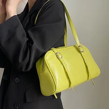 Зеленая сумка через плечо большой емкости, Нишевая сумка для отдыха подмышками, 2023 Новая универсальная женская сумка для поездок на работу, сумочка