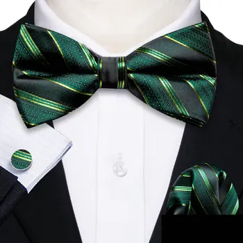 Зеленый галстук-бабочка для мужчин на свадьбу, новый шелковый платок-бабочка, запонки для жениха, свадебный дизайнерский комплект Barry.Wang LH-1414