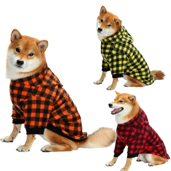 Зимняя одежда для собак, теплый Пуловер для домашних животных, Флисовый жилет, плотная клетчатая куртка с капюшоном, пальто для больших собак, Кошка, щенок, Свитер для чихуахуа, Одежда