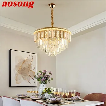 Золотая люстра AOSONG Подвесной светильник Postmodern Luxury Light Home Светодиодный светильник для гостиной-столовой